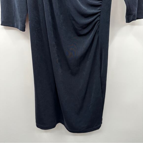 Chicos Travelers Rosemary Wrap 3/4 Sleeve Surplice Gathered Inset Dress Size 3P - Picture 3 of 8